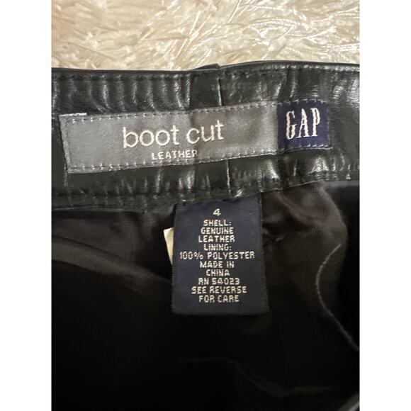 Vintage Gap Genuine Leather Pants Black Bootcut Motorcycle Style Sz 4 - Picture 4 of 10